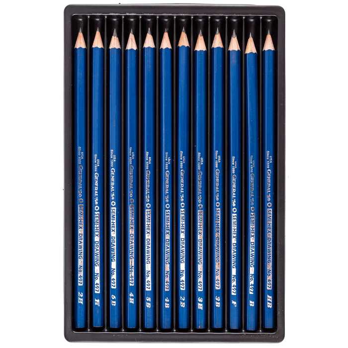 General's SemiHex Graphite Drawing Pencils 12 Piece Set Hobby